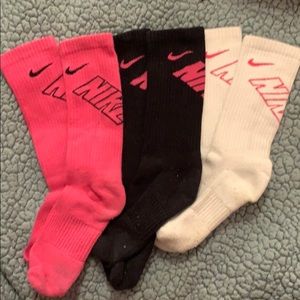 Nike black, pink, and white sock bundle